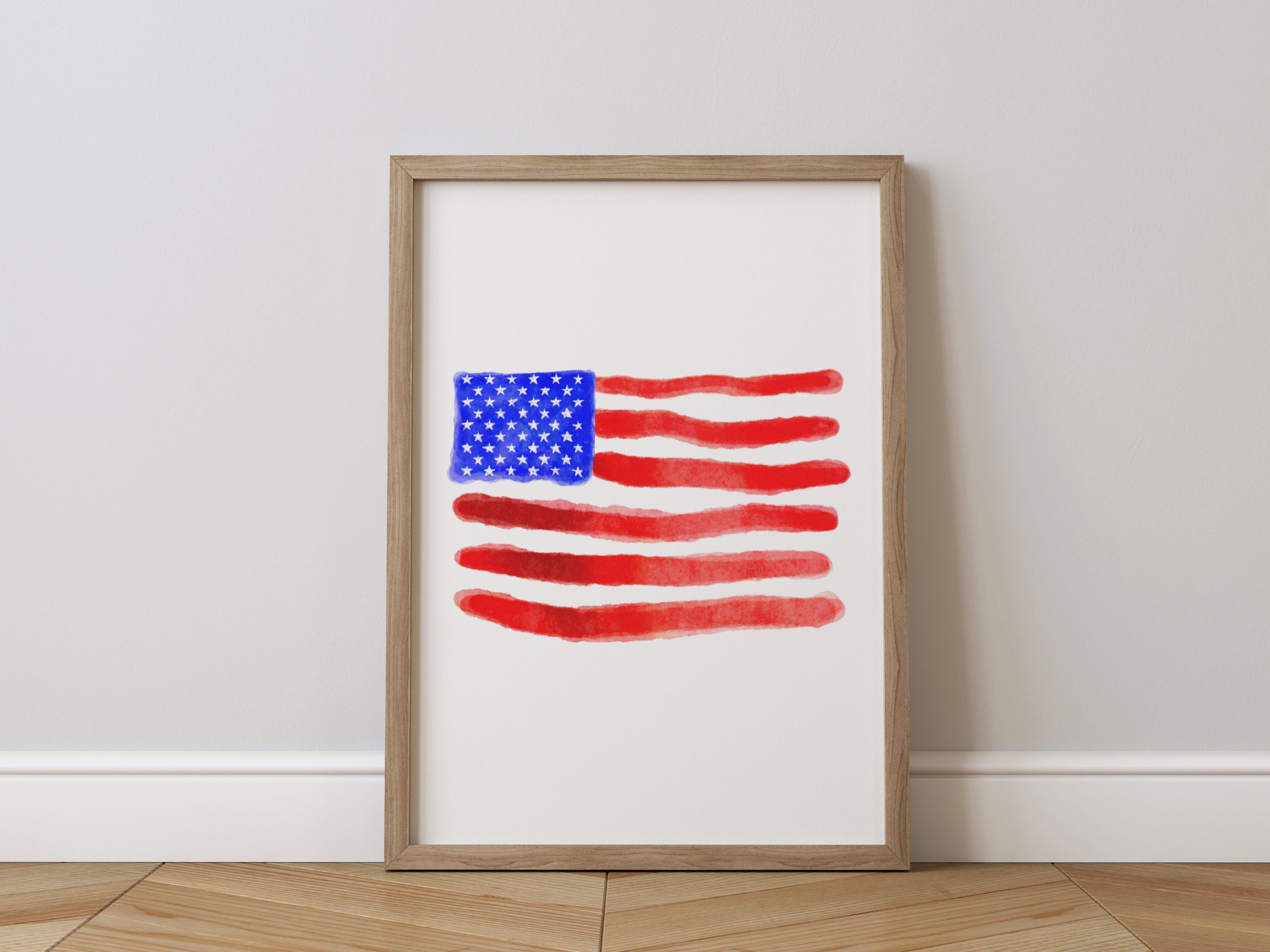 American Flag Wall Art | Watercolor Flag Print | 4th of July Decor ...