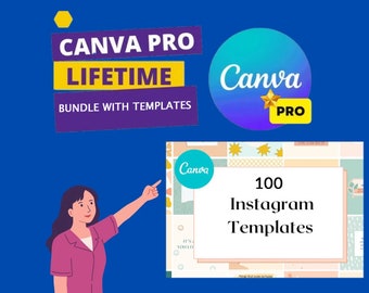Canva Pro Lifetime met 100 Instagram-sjablonen | Canva Pro Education - Volledige functies | Ontgrendel alle professionele functies | In uw e-mail