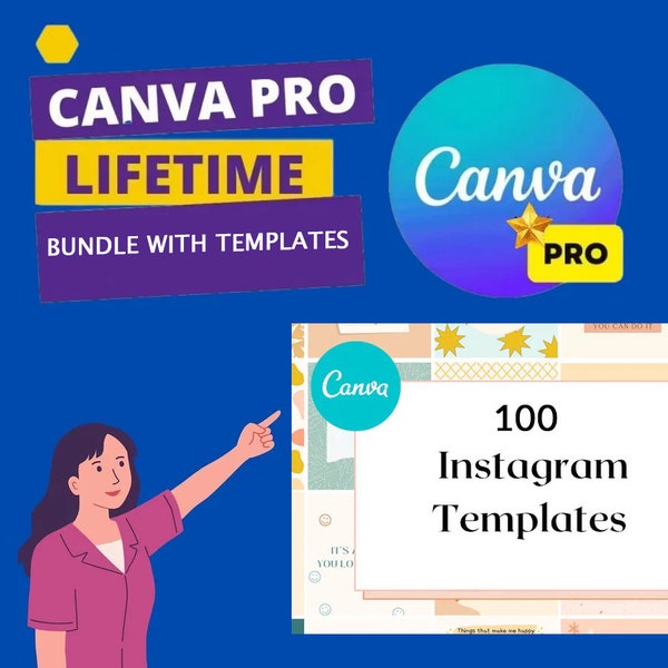 Canva Pro à vie avec 100 modèles Instagram | Canva Pro Education - Fonctionnalités complètes | Déverrouillez toutes les fonctionnalités Pro | Dans votre email