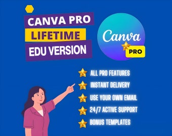 Suscripción de por vida a Canva Pro / Canva Pro Education - Funciones completas / Desbloquea todas las funciones Pro / En tu correo electrónico