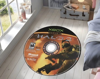 Halo 2 Rug, Halo 2 CD Rug, Retro CD Rug, CD Rug, Game Decor, Gift for Gamer, Halo Gift, Popular Game Rug, xbox rug, gamer rug, non slip rug