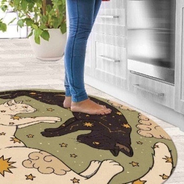 Cat Rugs, Round Rug, Circle Rugs, Animal Rug, Boho Rug, Luxury Rug, Personalized Gifts, Cat Lover Rug, Indoor Rug, Door Mat, Saloon Rug,