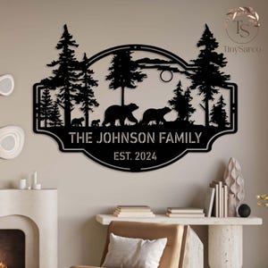 Bear Metal Sign Custom, Bear lover, Personalized Cabin Sign, Bear Family Sign, Bear Sign Decor, Outdoor Decor, Hunter Gift,Hunting Sign Gift