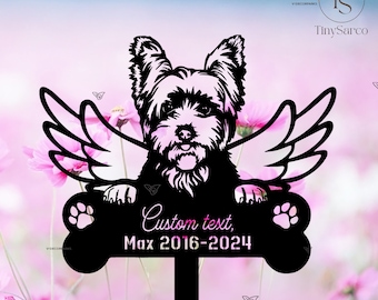 Custom Yorkshire Terrier Dog Memorial Garden Stake, Pet Grave Marker, Metal Stake, Sympathy Sign, Pet Memorial, Remembrance Stake, Yorkshire