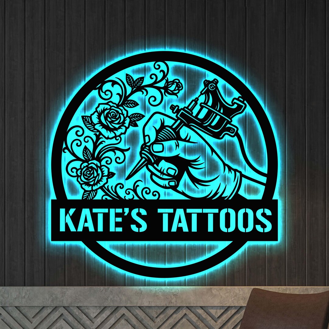 Personalized Tattoo Artist Metal Sign With LED Light, Custom Tattoo ...