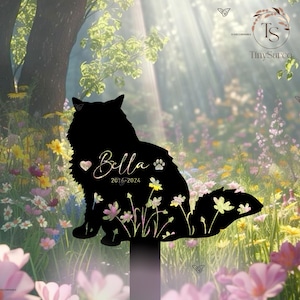Fluffy Cat Memorial Stake, Metal Cat Sign, Personalized Cat Grave Markers Metal Sign, Pet Cemetery Stake Cat Loss Gift, Garden Decoration