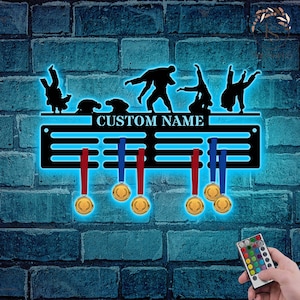 Jiu Jitsu Medal Hanger Metal Wall Art Led Light Custom, Jiu Jitsu Player Medal Holder, Jiu Jitsu Gift, Jiu Jitsu Medal Display Awards Sign