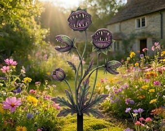 Metal Venus Flytrap Garden Stake, Carnivorous Plant Yard Art