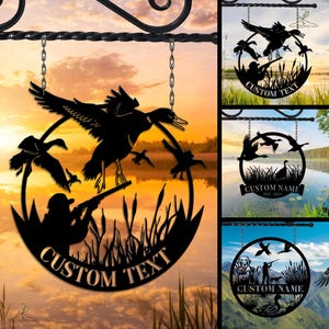 Personalized Duck Hunting Metal Sign, Custom Duck Hunter Sign,Hunting Dog Sign,Unique Gift for Hunter,Man Cave, Lodge Decor,Fathers Day Gift