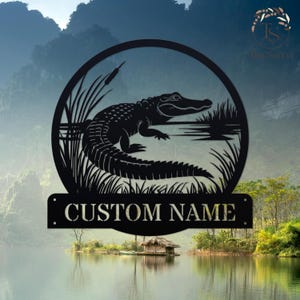 Crocodile Metal Sign, Custom Metal Alligator Sign, Personalized Crocodile Wall Art Decor, Metal Crocodile Sign, Wall Hanging, Outdoor Decor