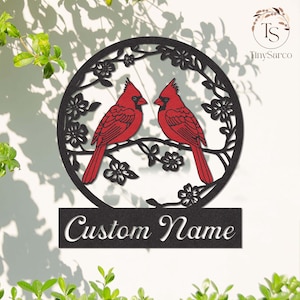 Personalized Cardinals Metal Sign, Bird Lovers Gift, Cardinal Wall Decor,Garden Decor, Cardinal Signs, Cardinal Bird Garden Sign,Garden Gift