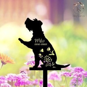 Personalized Miniature Schnauzer Dog Metal Memorial Garden Stake Custom Pet Grave Marker Name Sign Remembrance Stake Decor Sympathy Dog Loss
