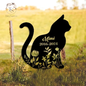 Custom Cat Memorial Metal Stake, Cat Lover, Metal Stake,Cat Loss,Sympathy Sign, Pet Grave Marker, Remembrance Stake, Garden Decor,Flower Cat