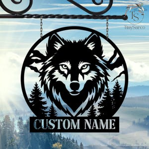 Personalized Wolf Metal Sign, Custom Wolf Sign, Wolf Name Sign,Wolf Hunting Sign,Wolf Metal Wall Art, Wolf Wall Decor, Wolf Cabin Decoration