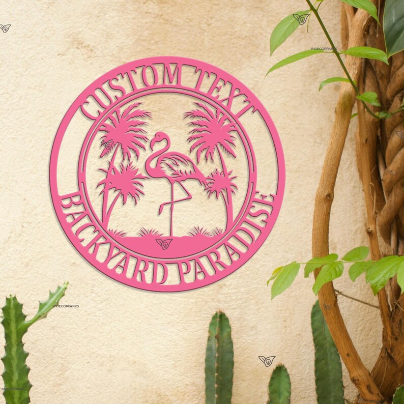 Custom Tropical Flamingo Metal Sign Wall Art - Personalized Wording or ...