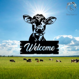 Cow Metal Sign wall art Personalized, Cow Ranch Sign, Custom Cattle Cow Sign, Cow Farmhouse Decor, Cow Barn Sign, Farmer Gift, Gift for Farm