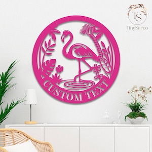 Flamingo Metal Sign Personalized, Custom Flamingo Sign, Pool Sign, Beach House Gifts, Housewarming Gift, Bird Decor, Flamingo Decor, Gift