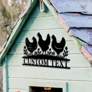 Enseigne personnalisée de poulailler, enseigne de poulailler, enseigne de poulet en métal, enseigne de ferme de poulets personnalisée, décoration de ferme, décoration de ferme, enseigne Notre petit poulailler