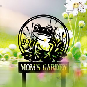 Frog Garden Sign With Stake, Personalized Frog Name Sign, Frog Metal Wall Art, Frog Decor, Pond Decor, Home Decor, Lake House Sign Metal art