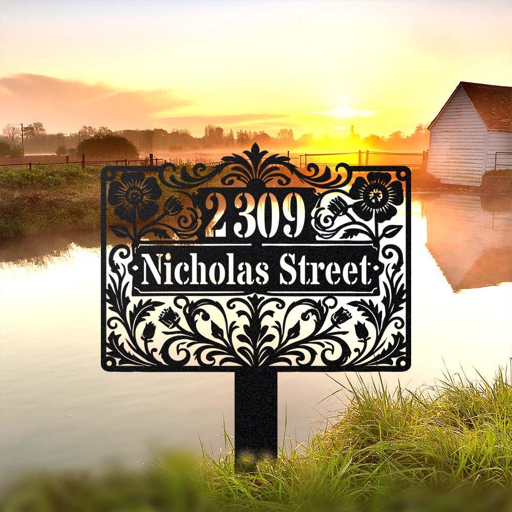 Custom Metal Address Garden Stake,personalized Lawn Address Sign ...