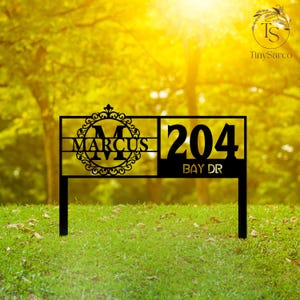 Custom Lawn Address Sign with Family Name, Metal House Number for Yard,Address Number Sign,Personalized Address Yard Stake,House Number Sign