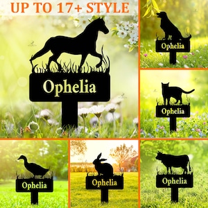 Custom Metal Pet Memorial Stake, Personalized Animal Garden Sign, Farm & Pet Garden Decor, Horse, Dog, Cat , Duck , Rabbit , Cow Yard Stake