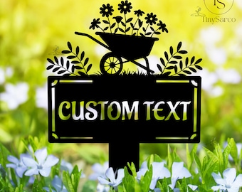 Letrero de jardín personalizado, letrero de metal con estaca, letrero de jardín personalizado, letrero de jardín, decoración de jardín, letrero con nombre de jardinero, regalo de jardín para mamá