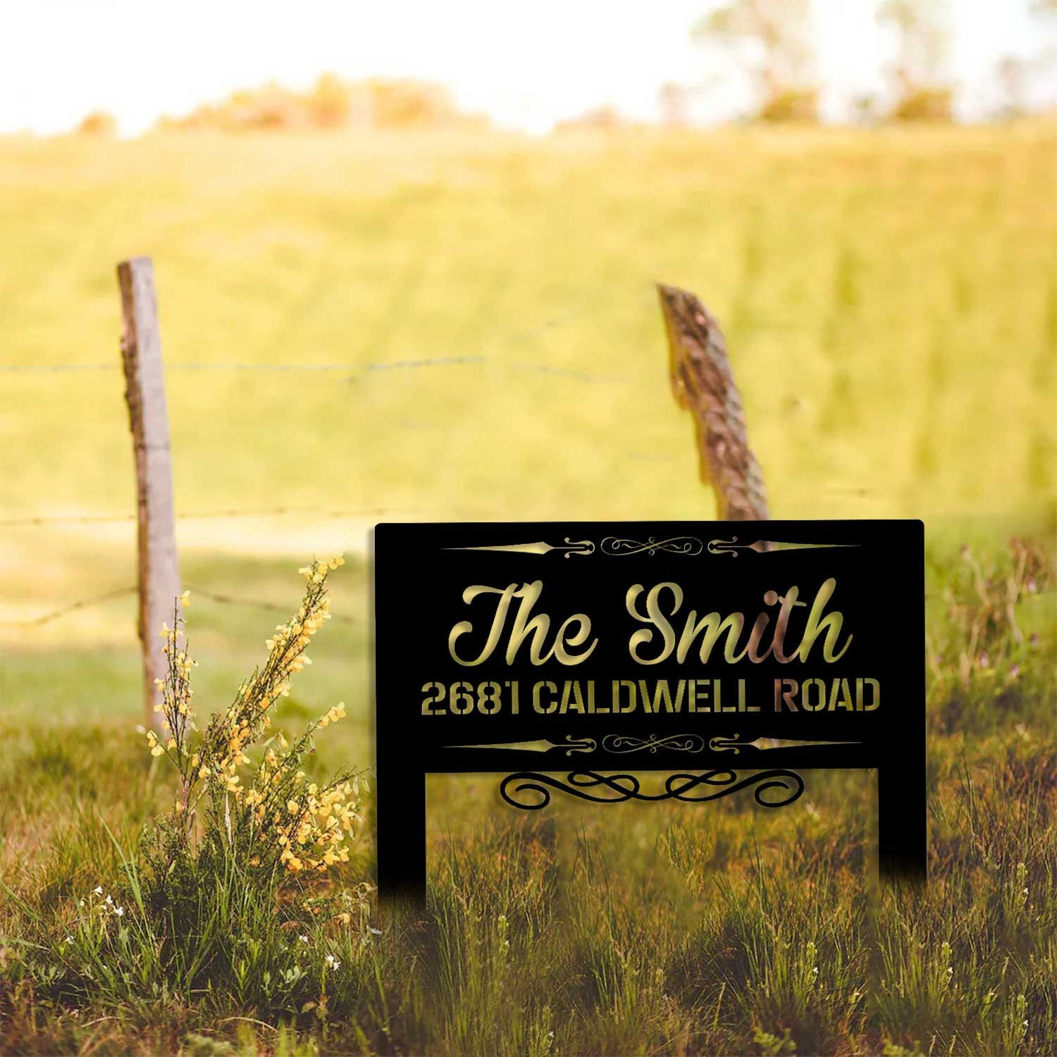 Personalized Metal Address Sign With Stakes, Home Address Sign, Yard ...