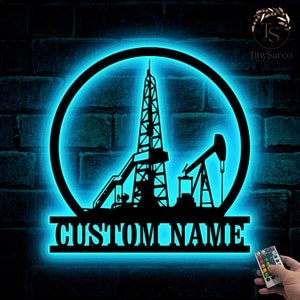Personalized Oil Field Metal Sign Wall Art with Led Light, Custom Oil Rig Derrickhand Name Sign, Gift for Oil Field Worker, Derrickhand Gift
