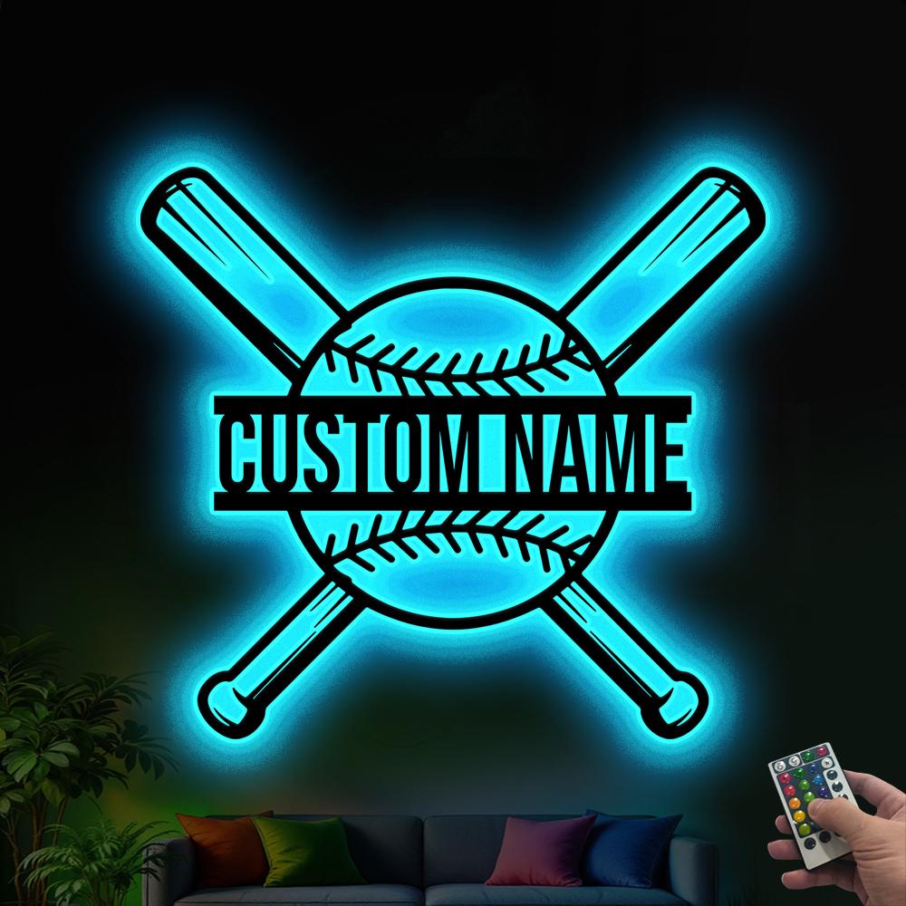 Personalized Baseball LED Sign,custom Name Sports Wall Art,baseball ...