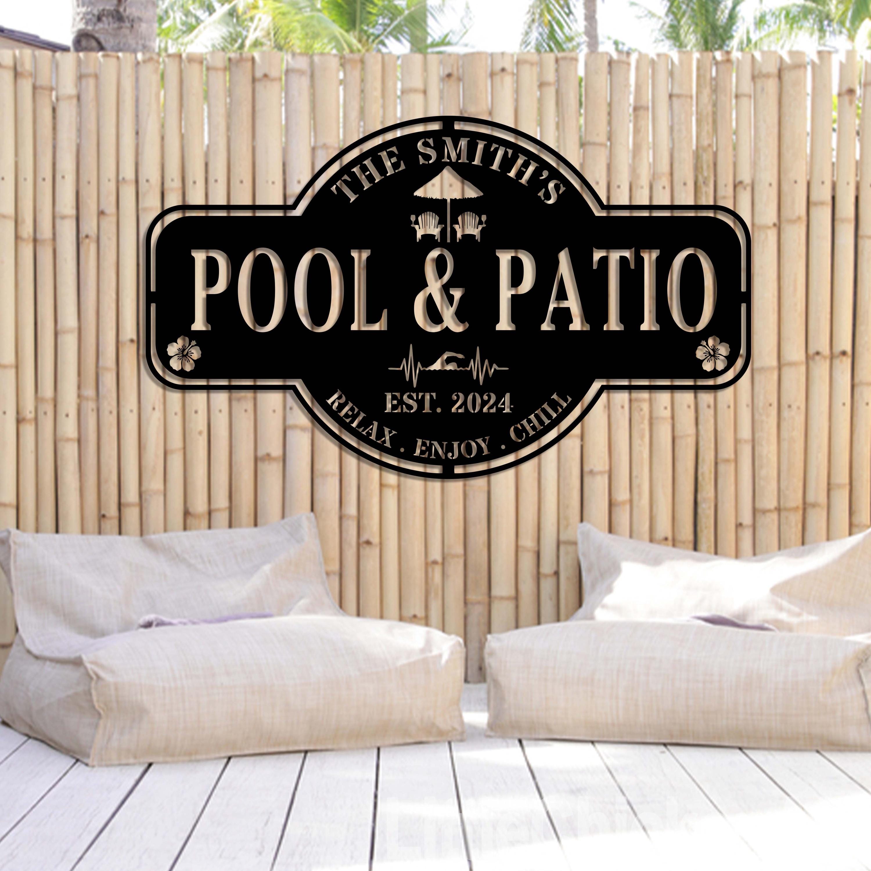 Pool & Patio Metal Sign With Led Light Custom, Swimming Pool Decor ...