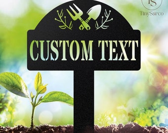 Estaca de jardín personalizada, letrero de metal con estaca, estaca de jardín personalizada, letrero de jardín, decoración de jardín, letrero con nombre de jardinero, regalo de jardín para mamá