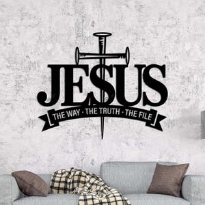 Jesus The Way The Truth The Life Metal Wall Art - Christ Sign - Ideal for Home Decor & Gift-God Faith Decoration Religious Lord-Church Decor