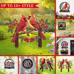 Custom Bird Yard Stake, Personalized Cardinal Metal Sign, Cardinal Welcome Sign, Cardinal Bird Wall Art, Memorial Cardinal Art,Outdoor Decor