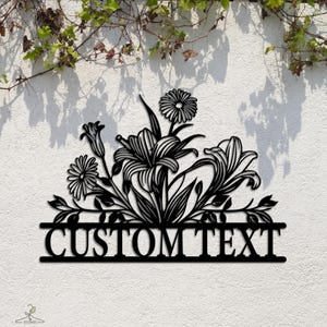 Personalized Book & Floral Metal Sign, Custom Lily and Daisy Wall Art, Flower Home Decor , Bookworm Sign , Book Club Decor , Bookshelf Sign