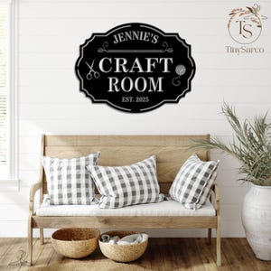 Personalized Craft Room Metal Sign, Sewing Room Sign,Custom Craft Name Sign,Craft Room Wall Art,Crafting Sign,Art Studio Decor,She Shed Sign