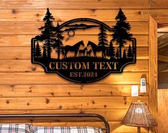 Horse Ranch Custom Metal Name Signs Personalized,Last Name Signs for Home,Metal Outdoor Signs,Horse Lover Gift,Metal Farmhouse Sign Dad Gift