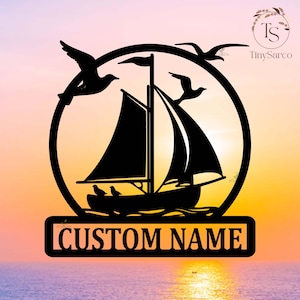 Personalized Sailboat Metal Sign, Sailing Sign, Sailboat Ocean Metal Wall Art, Coastal Nautical Decor, Lake Beach House Decor, Sailor Gift