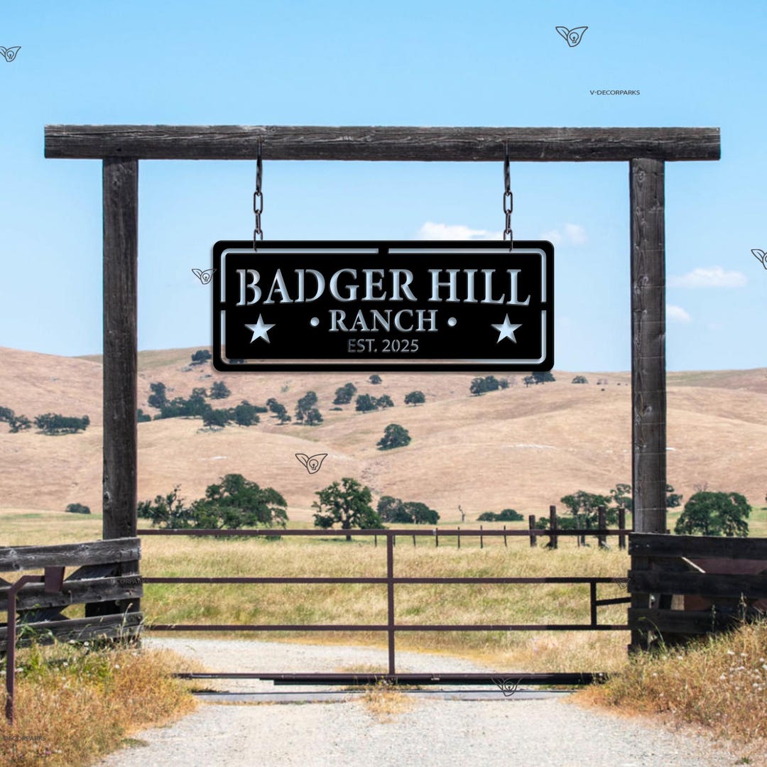 Baker Ranching Signs Custom Ranch Sign Hanging Metal Plaque, Personalized farm Gate Entrance ...