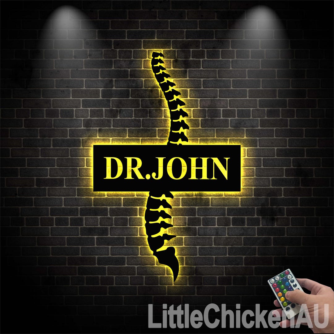 Personalized LED Chiropractor Sign, Custom Spine Metal Wall Art Light ...