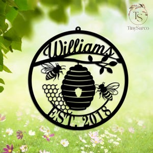 Personalized Honey Bee Metal Sign Wall, Bee Metal Wall Art, Bee Wall Decor, Honey Wall Art, Bee Keeper Gift, Bee Hive Sign, Bee Garden Art