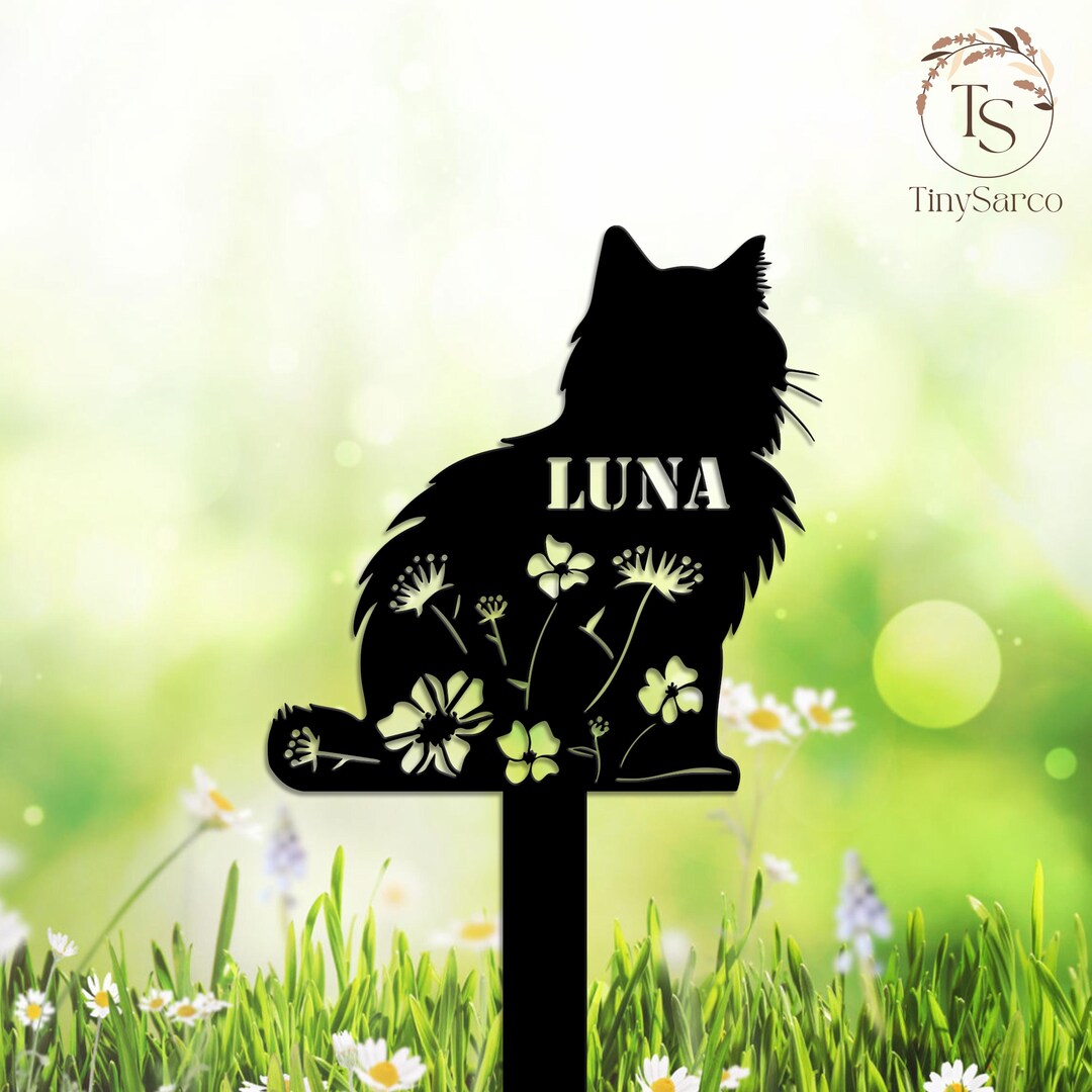 Image showcasing Cat Memorial Stake Personalized, Custom Cat Name Stakes, Cat Memorial ...