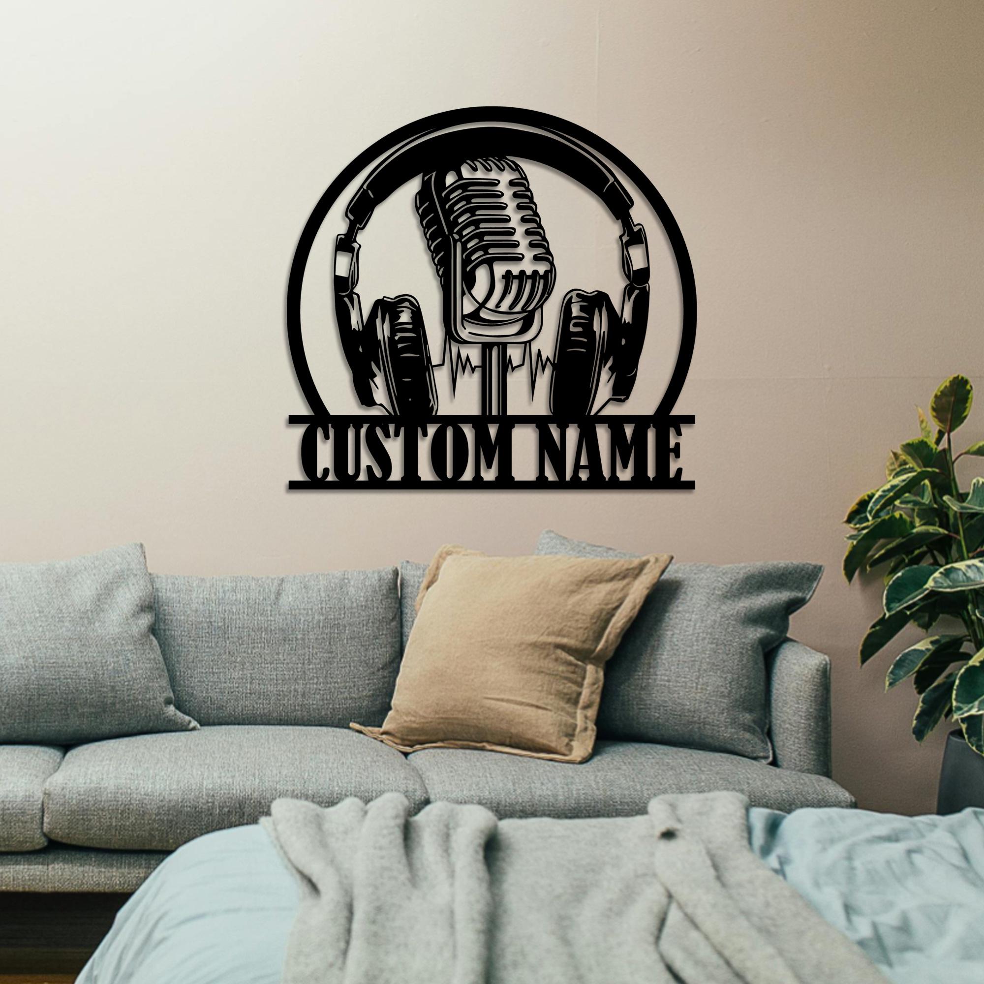 Personalized Music Audio Studio Metal Wall Art LED Lights, Custom ...