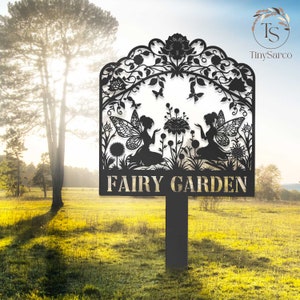 Custom Fairy Metal Garden Sign, Fairy Garden Stake, Metal Fairy Garden Art,Personalized Garden Sign, Outdoor Garden Yard Decor,Gardener Gift