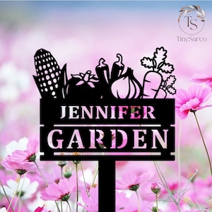 Personalisiertes Gartenschild aus Metall mit Einsätzen, benutzerdefinierter Gemüsegartenstecker, personalisiertes Gartenschild, Geschenk für Großmutter, Geschenk für Mutter, Gartendekoration