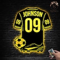 Personalized Soccer Player Metal Wall Art Led Light, Custom Football Player Metal Sign Decor, Soccer Football Club Metal Sign Decor Gift