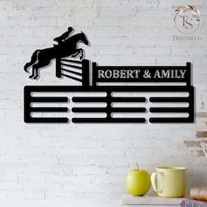 Custom Horse Rosette Holder,Medal Holder,Equestrian Ribbon Award Medal Holder,Personalized Horse Medal Hanger,12 Rungs for Medals & Ribbons