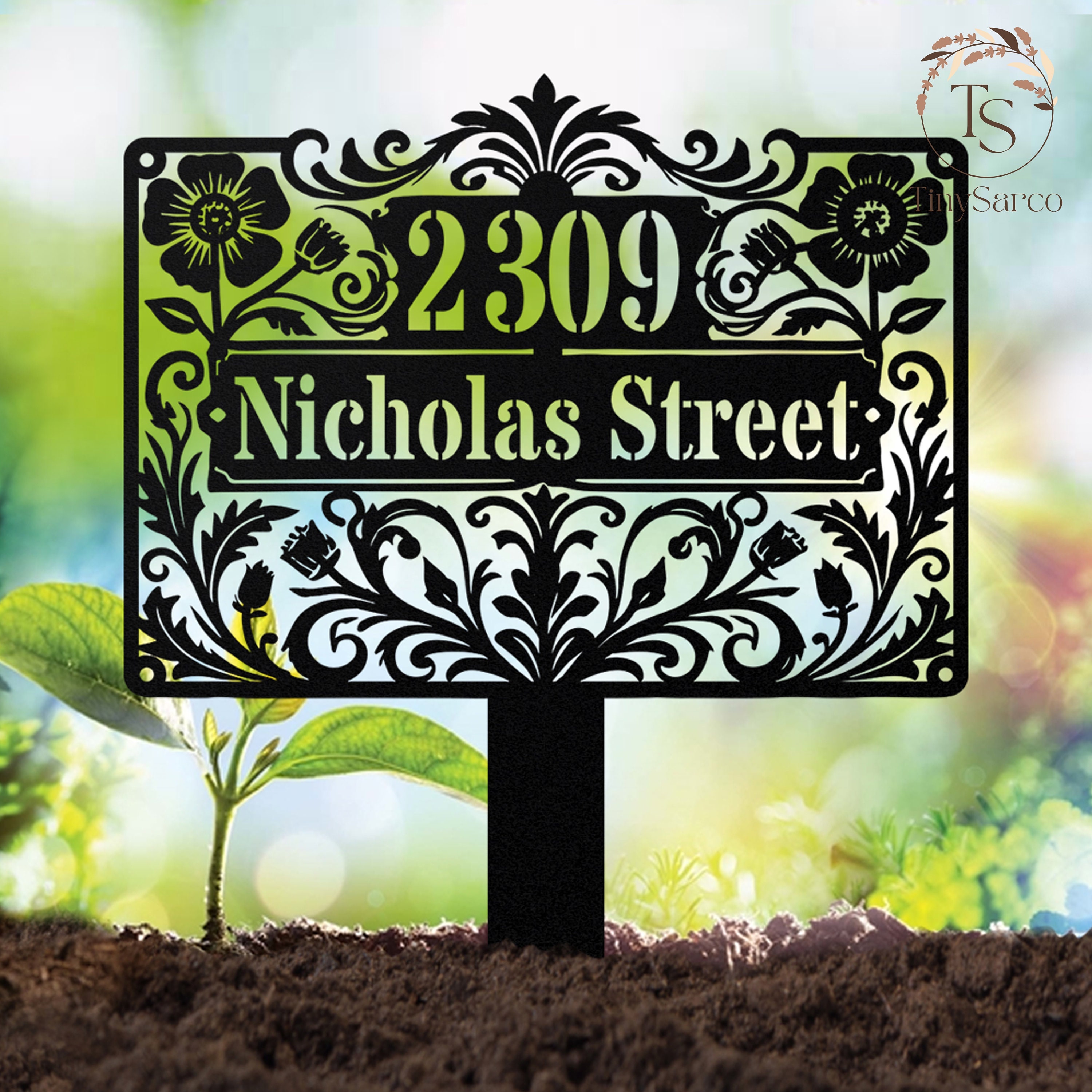 Custom Metal Address Garden Stake,personalized Lawn Address Sign ...