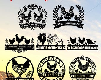 Personalized Chicken Coop Name Sign, Custom Metal Chicken Sign Outdoor,Farmhouse Hen House Decor,Chicken Coop Plaque Gift,Outdoor Farm Decor