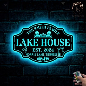 Lakehouse Sign, Personalized Lakehouse Metal Sign, Lakehouse Gift, Lakehouse Decor,Custom Family Name Sign,Outdoor Metal Sign,Christmas Gift